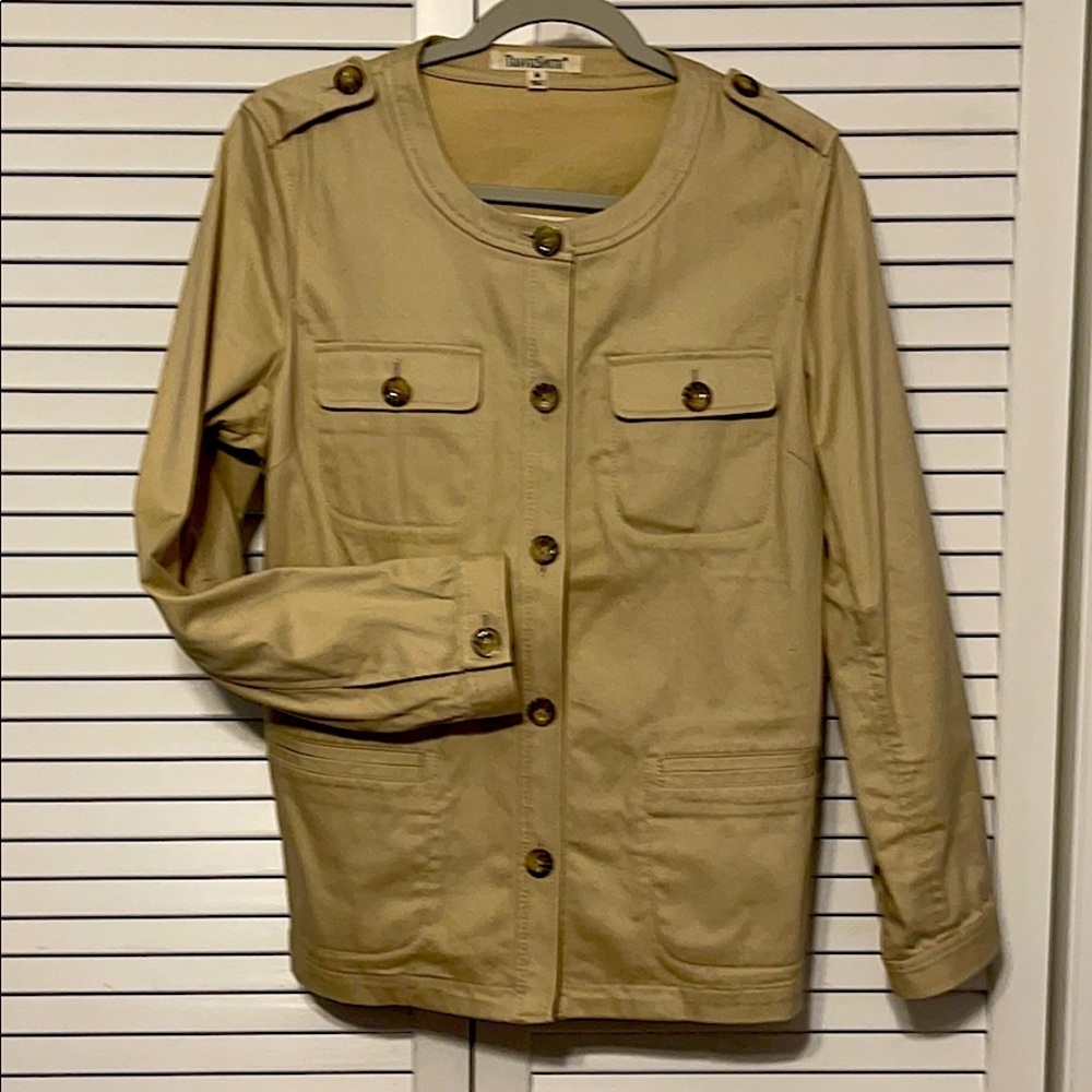 Tan brushed cotton safari style jacket size M